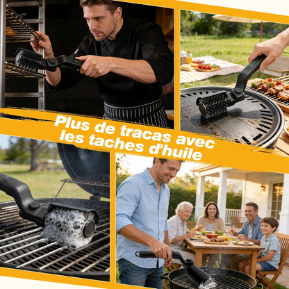 Brosse Barbecue Électrique 2-En-1, Brosse Électrique Avec 3 Niveaux De Nettoyage/Rotation À 360° / 400 Tr/Min, Rechargeable Avec Têtes De Brosse Interchangeables Pour Tous Les Barbecues
