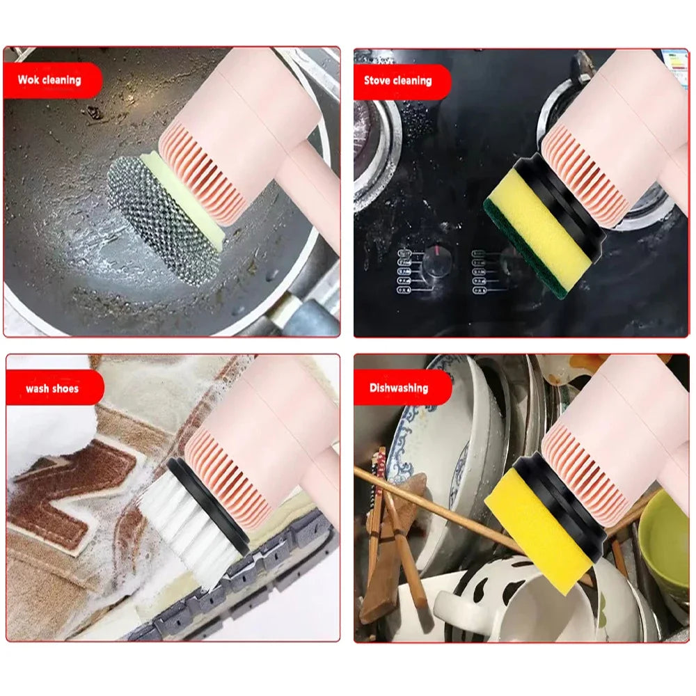 Electric Cleaning Brush USB Rechargeable Automatic Wireless Handheld Kitchen Dishwashing Brush Bathtub Tile Cleaning Brushes